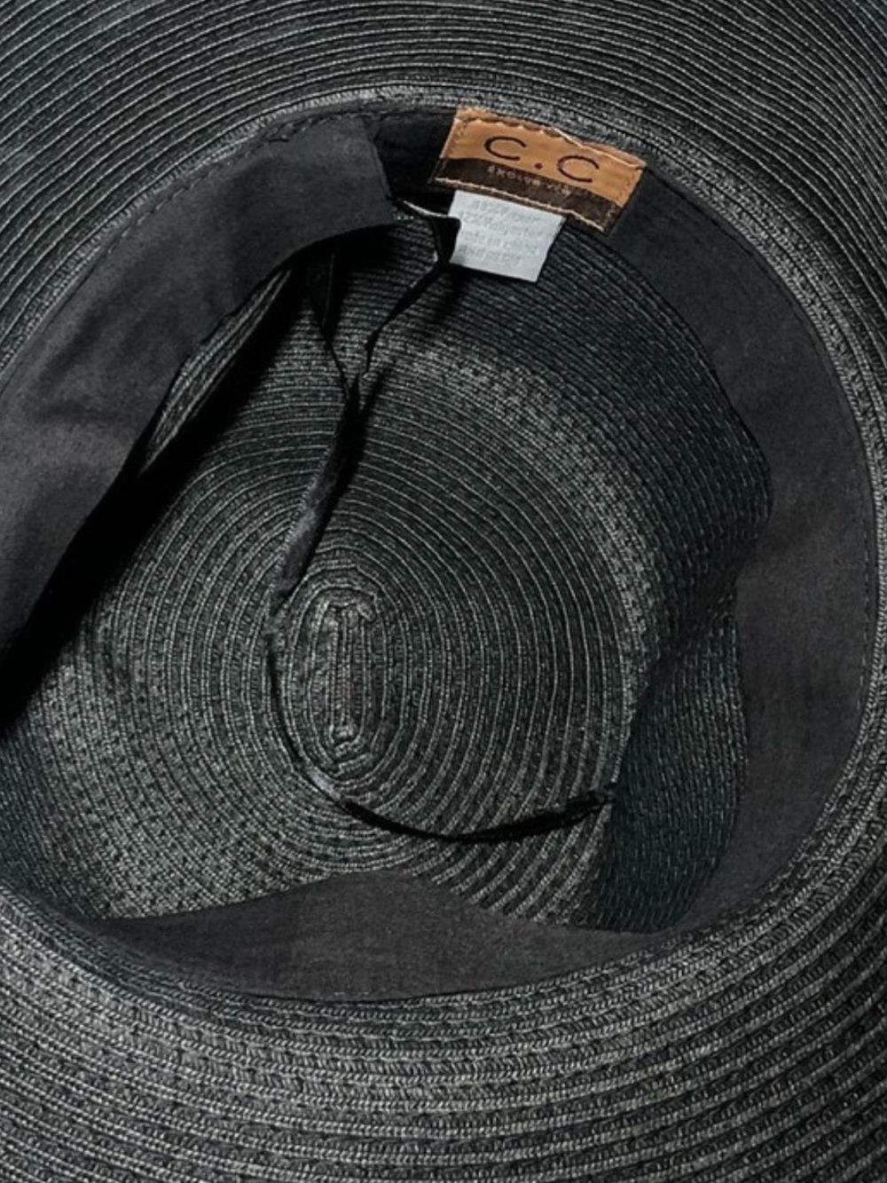 C.C New Black Wide-Brim Black Paper Braid Gambler Crown Sun Hat NWOT - Picture 10 of 15